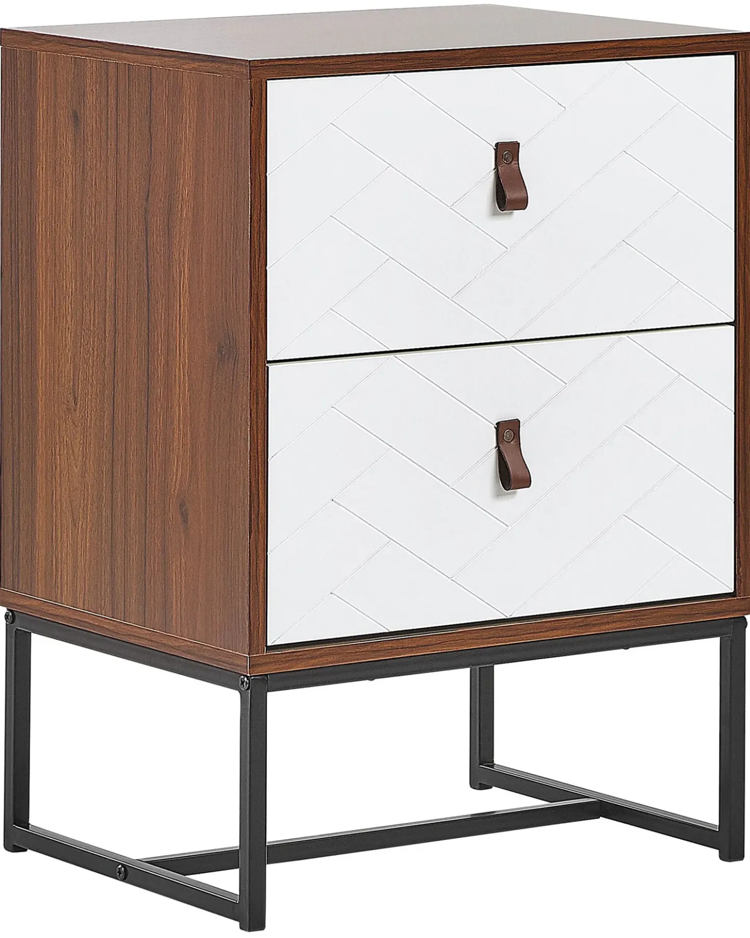 Comodino 2 cassetti NUEVA Marrone scuro/Bianco