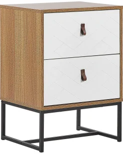 Comodino 2 cassetti NUEVA Marrone chiaro/Bianco