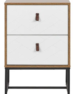 Comodino 2 cassetti NUEVA Marrone chiaro/Bianco