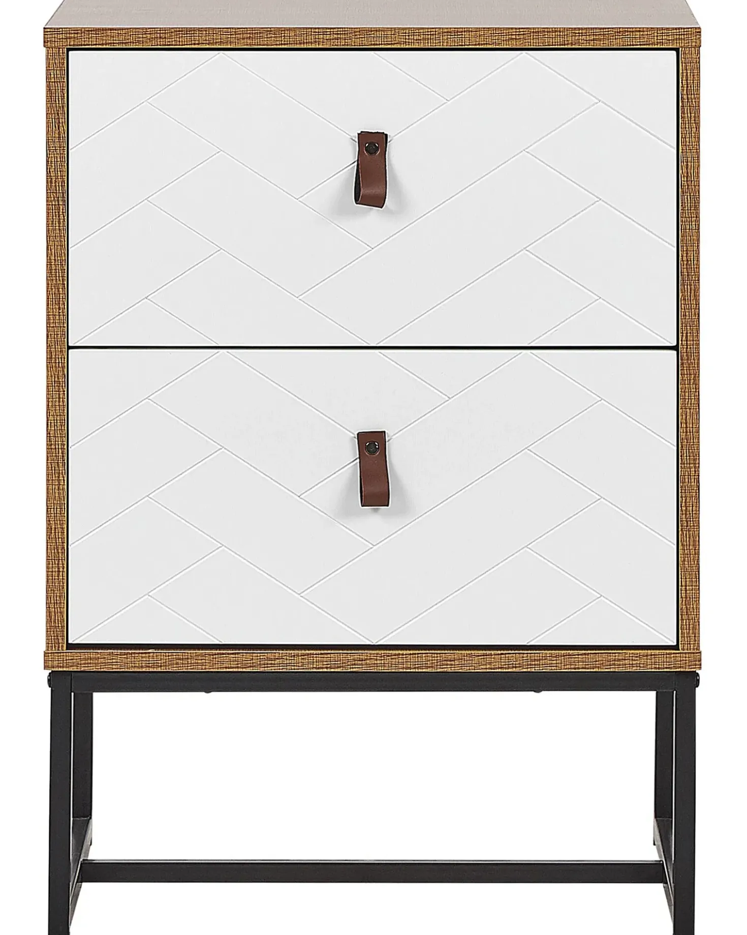 Comodino 2 cassetti NUEVA Marrone chiaro/Bianco