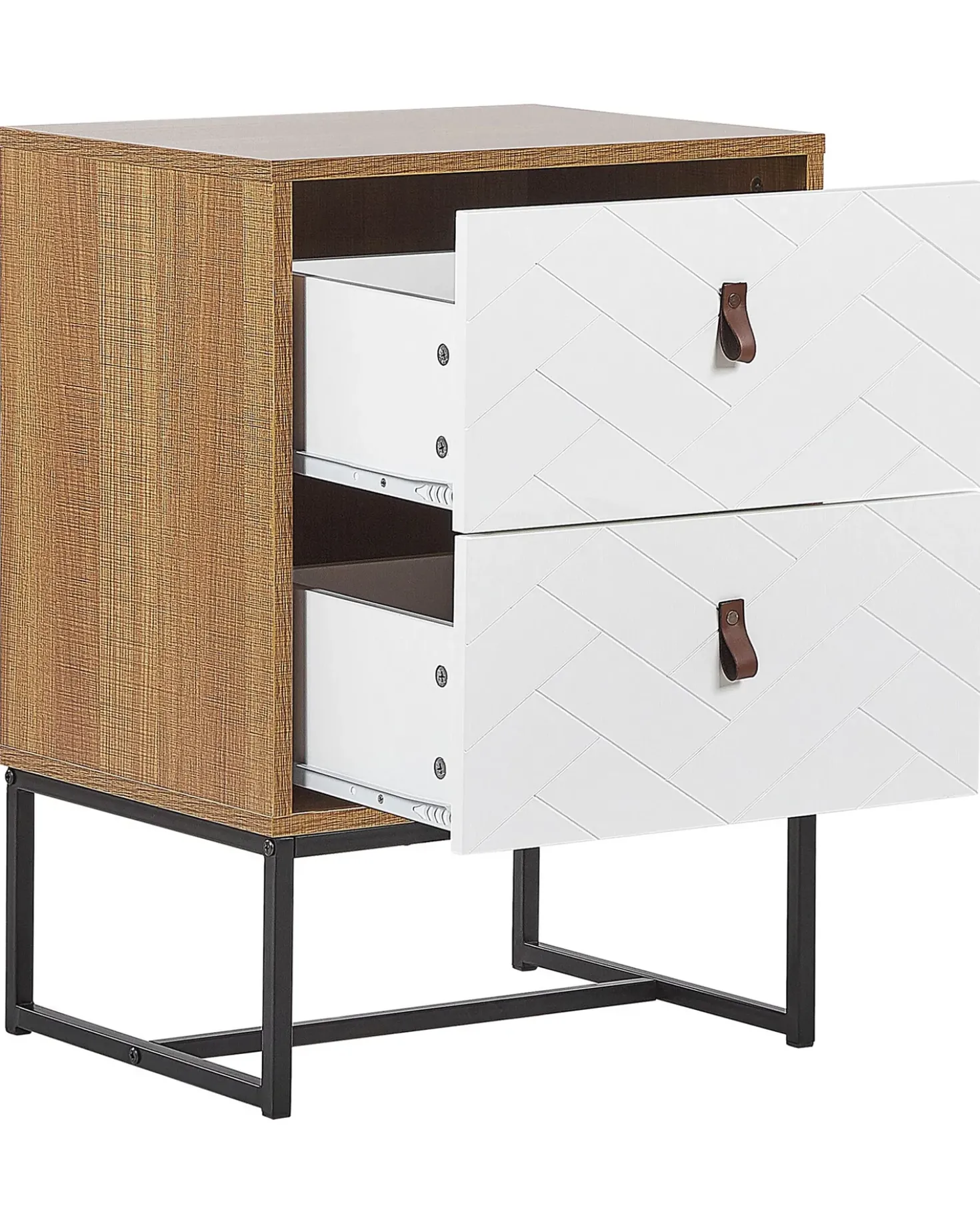 Comodino 2 cassetti NUEVA Marrone chiaro/Bianco