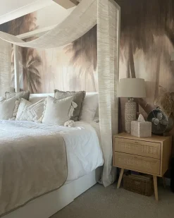 Comodino 2 cassetti PEROTE Rattan Marrone chiaro