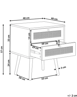 Comodino 2 cassetti PEROTE Rattan Marrone chiaro