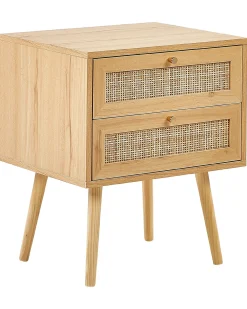 Comodino 2 cassetti PEROTE Rattan Marrone chiaro
