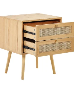 Comodino 2 cassetti PEROTE Rattan Marrone chiaro