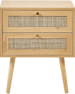 Comodino 2 cassetti PEROTE Rattan Marrone chiaro