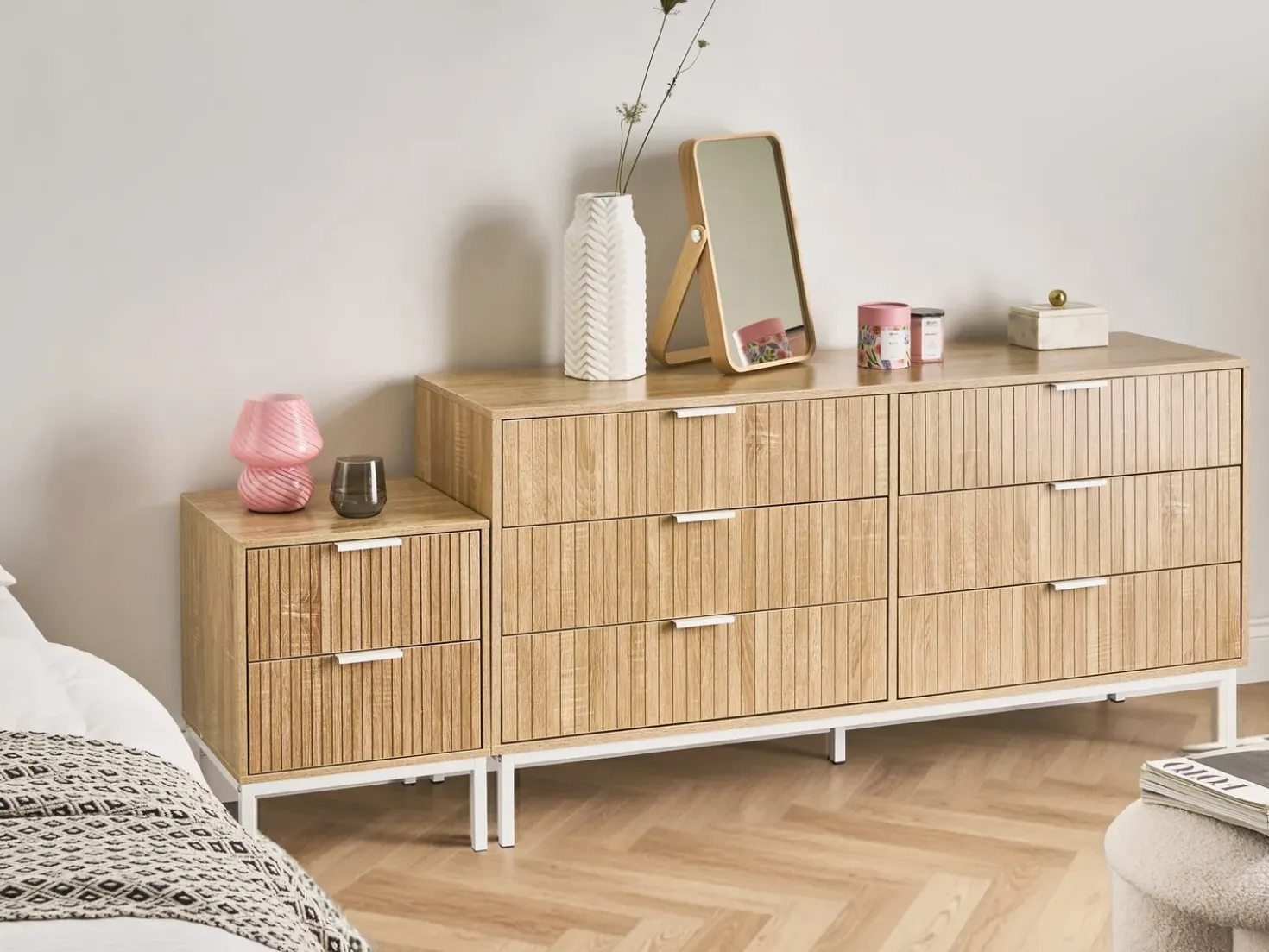 Comodino 2 cassetti ROYALLA Marrone chiaro