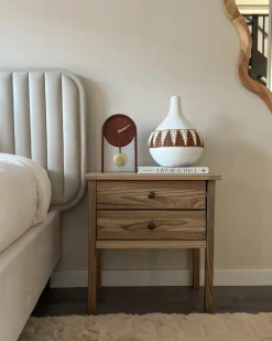 Comodino 2 cassetti SALTON Legno di sassofrasso Marrone