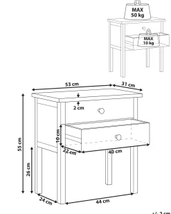 Comodino 2 cassetti SALTON Legno di sassofrasso Marrone