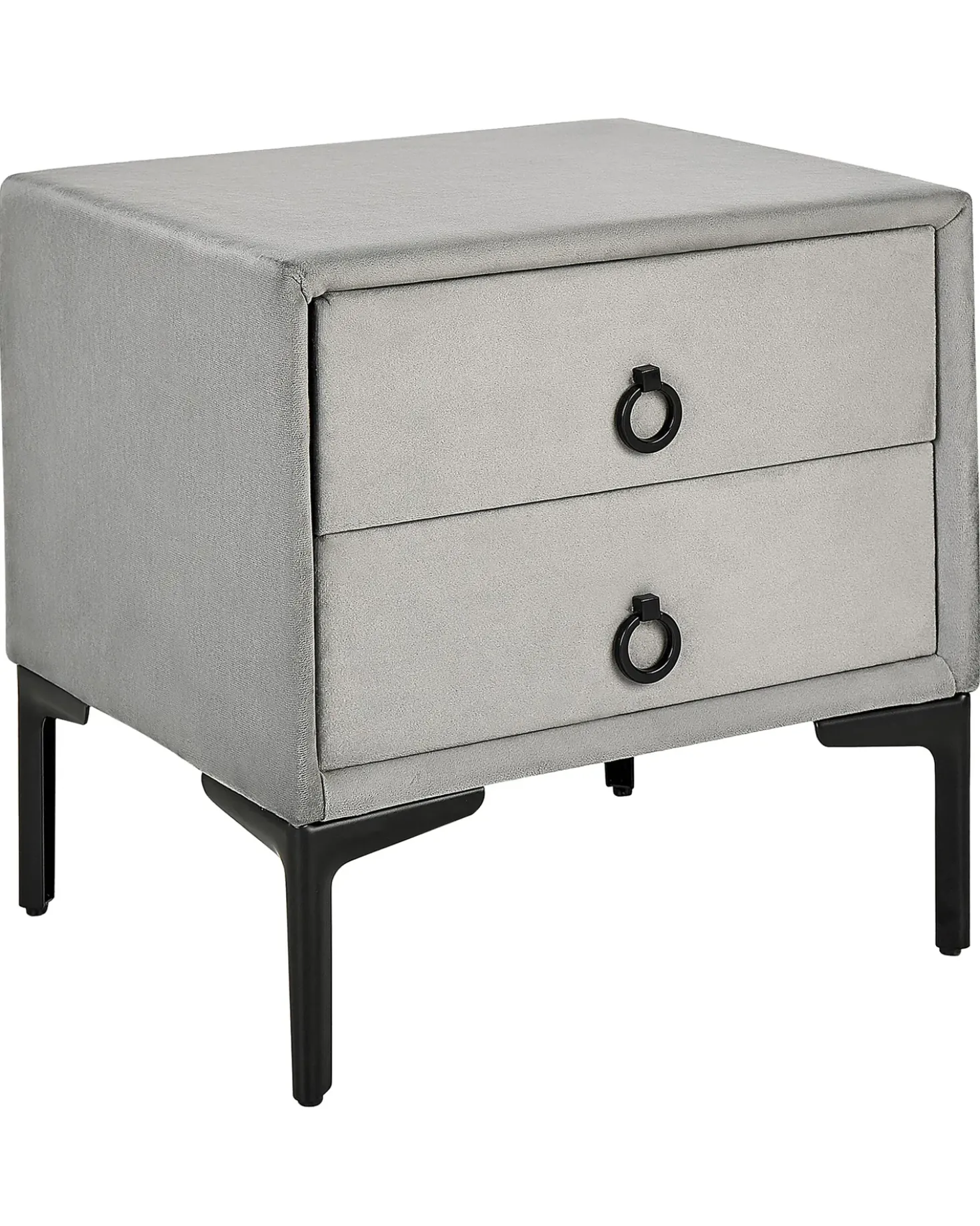 Comodino 2 cassetti SEZANNE Velluto Grigio chiaro