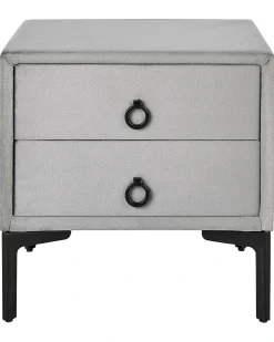 Comodino 2 cassetti SEZANNE Velluto Grigio chiaro