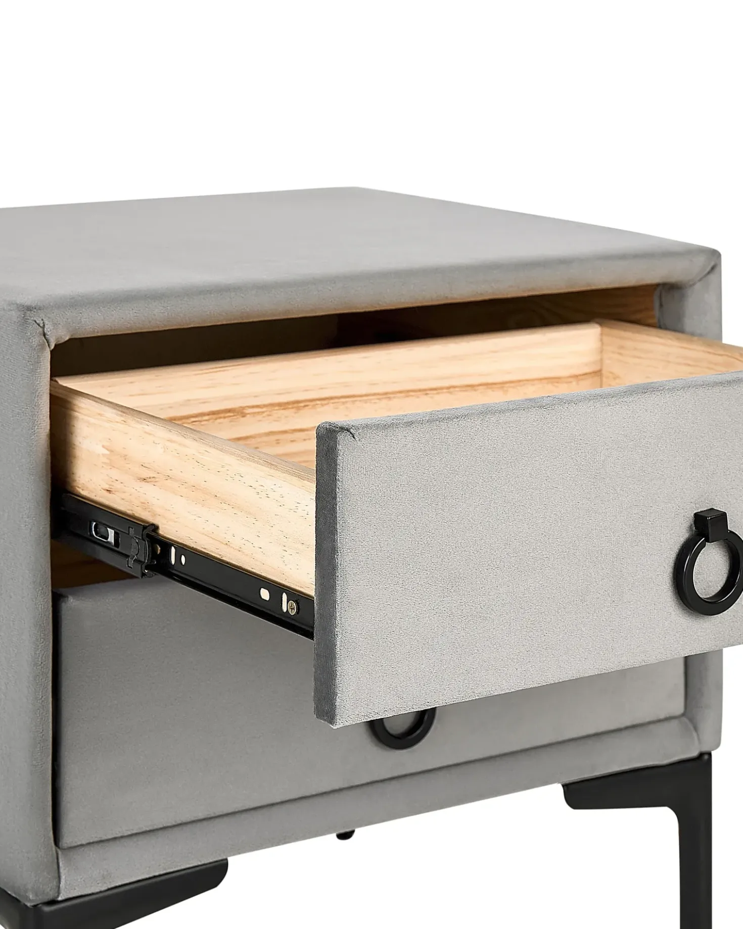 Comodino 2 cassetti SEZANNE Velluto Grigio chiaro