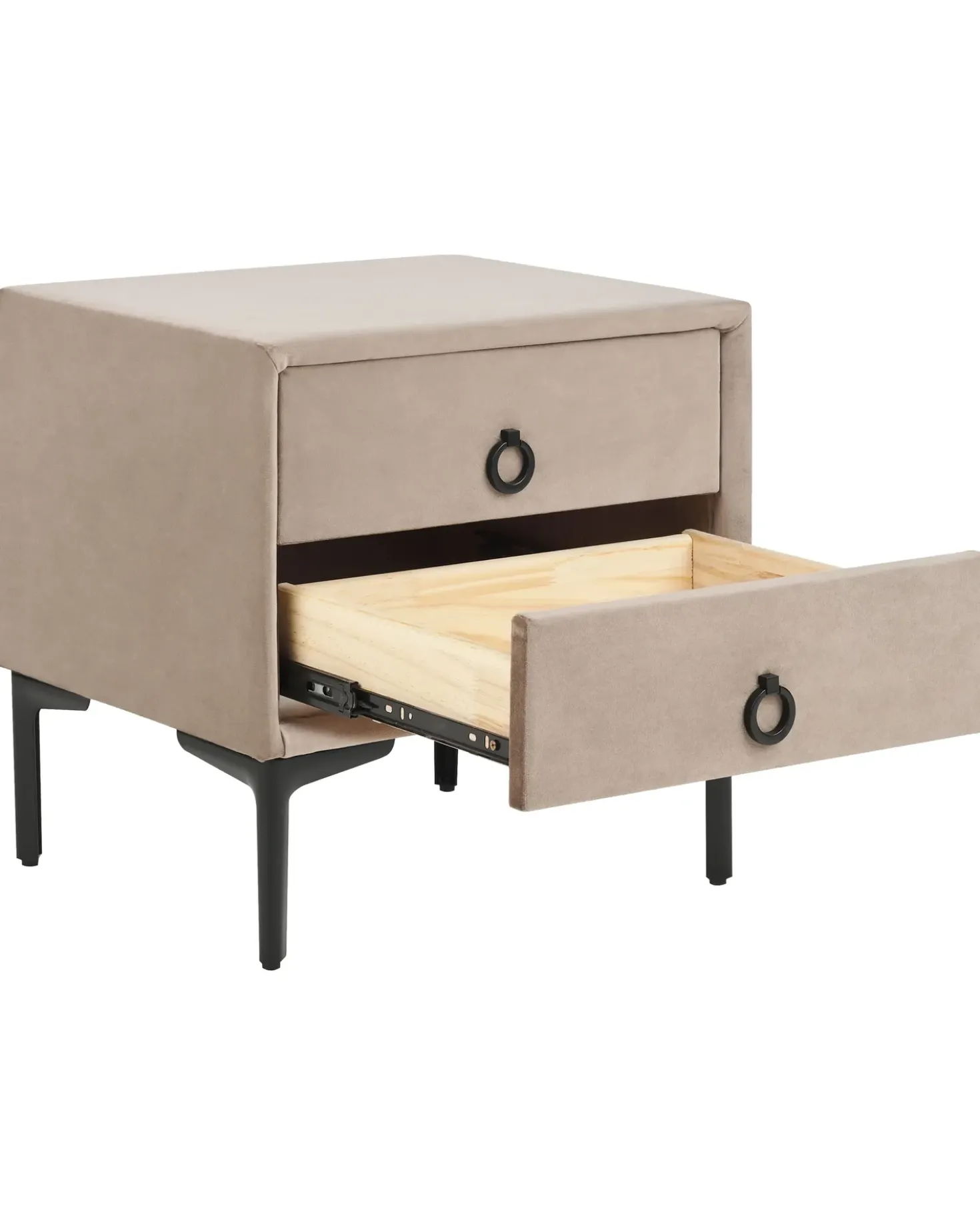 Comodino 2 cassetti SEZANNE Velluto Tortora