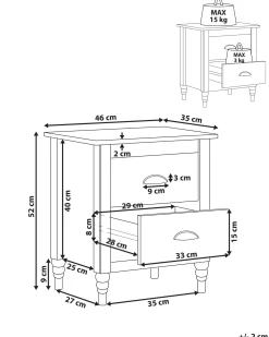Comodino 2 cassetti SHILLINGTON Legno di pino Bianco