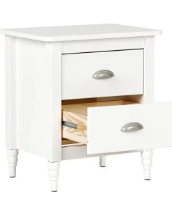 Comodino 2 cassetti SHILLINGTON Legno di pino Bianco
