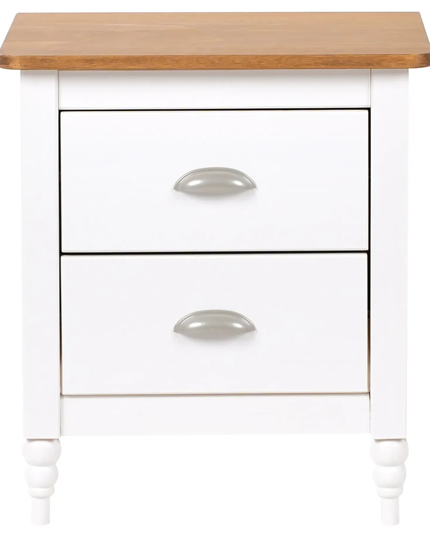 Comodino 2 cassetti SHILLINGTON Legno di pino Marrone/Bianco