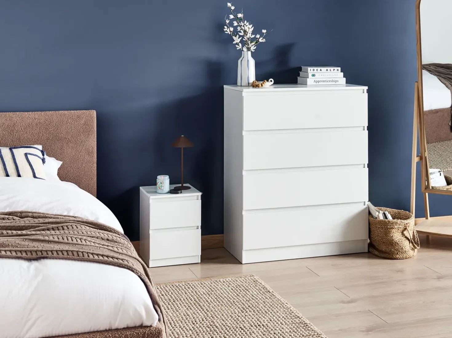 Comodino 2 cassetti WINNIPEG Bianco