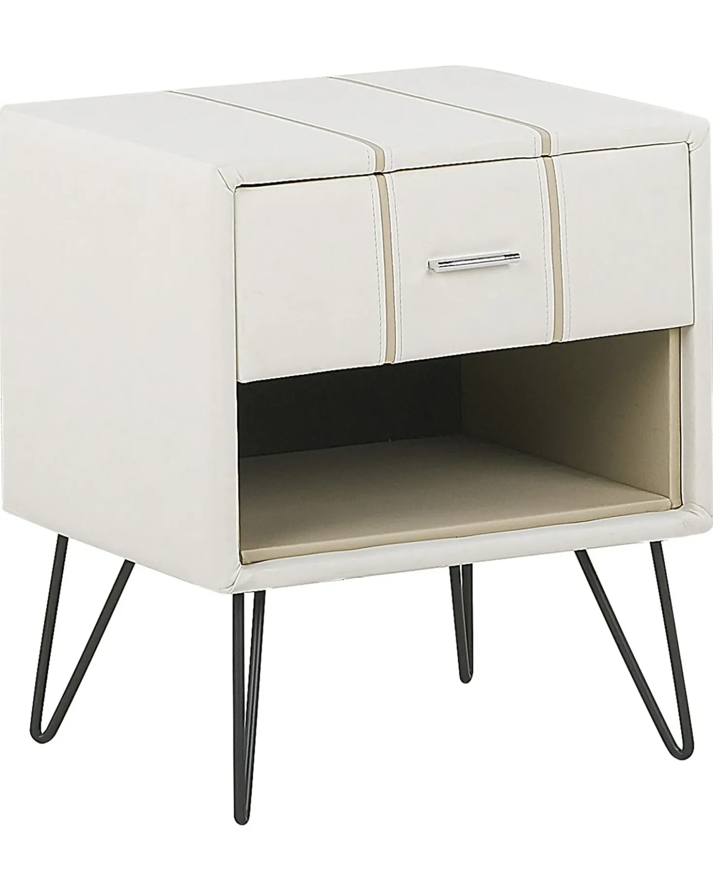 Comodino 1 cassetto BETIN Pelle sintetica Bianco