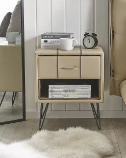 Comodino 1 cassetto BETIN Pelle sintetica Beige