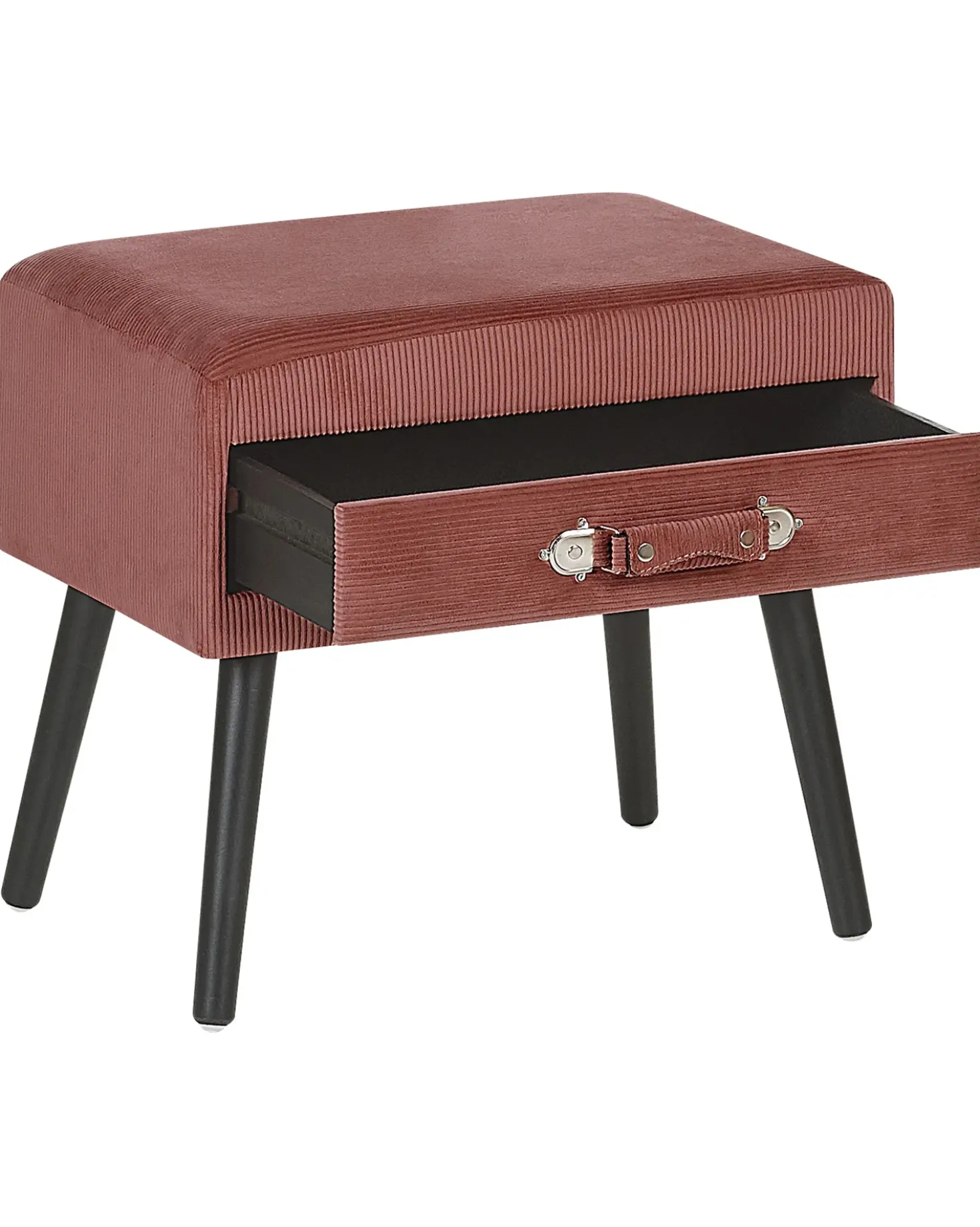 Comodino 1 cassetto EUROSTAR Velluto a coste Rosa