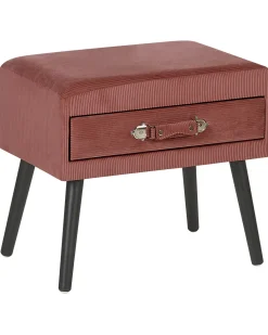 Comodino 1 cassetto EUROSTAR Velluto a coste Rosa