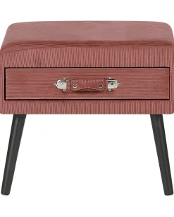 Comodino 1 cassetto EUROSTAR Velluto a coste Rosa