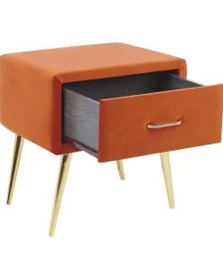 Comodino 1 cassetto FLAYAT Velluto Arancione