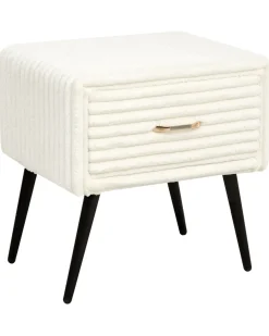 Comodino 1 cassetto FLAYAT Velluto a coste Bianco sporco