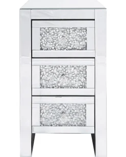 Comodino 3 cassetto LORAY Vetro Argento specchiato