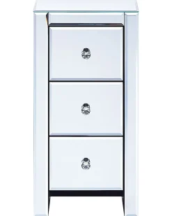 Comodino 3 cassetto LORRIS Vetro Argento specchiato