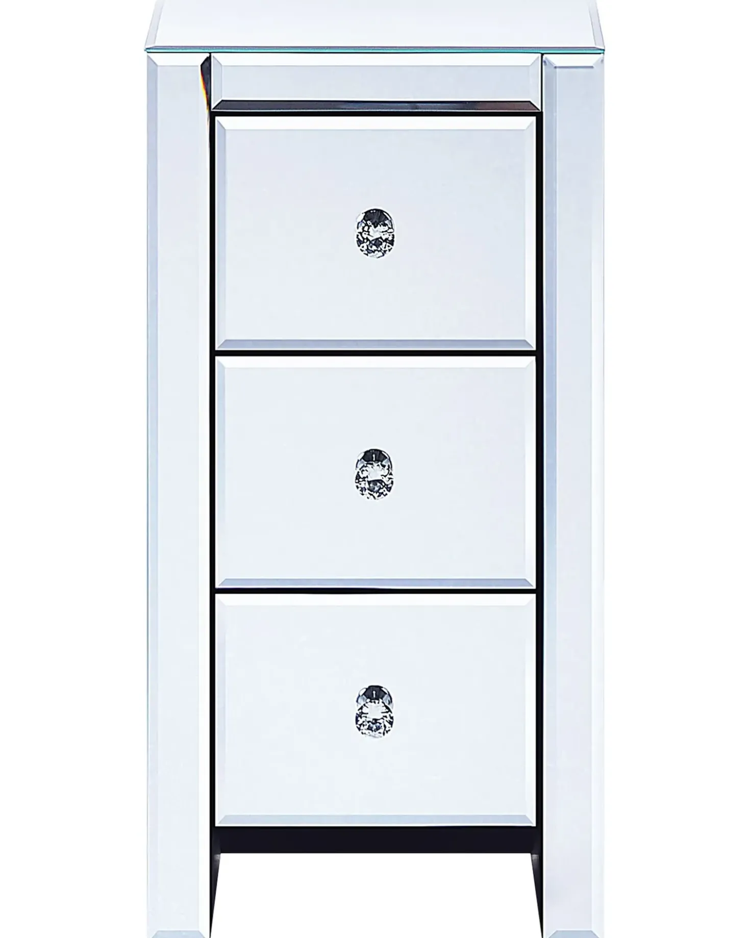 Comodino 3 cassetto LORRIS Vetro Argento specchiato