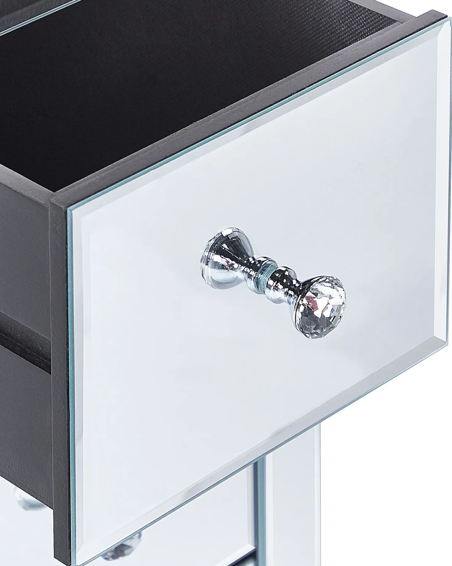 Comodino 3 cassetto LORRIS Vetro Argento specchiato