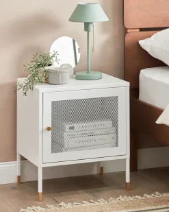 Comodino OSSETT Metallo Bianco