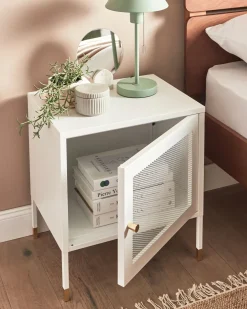 Comodino OSSETT Metallo Bianco