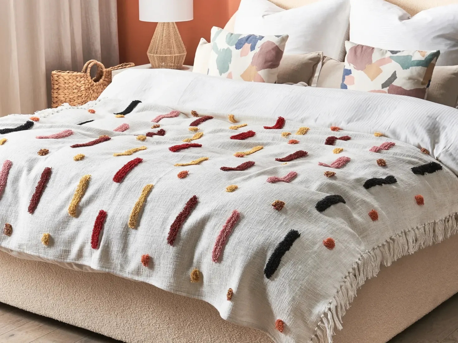 Coperta ALAPPUZHA Cotone 130 x 180 cm Bianco