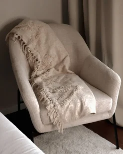 Coperta FATEHPUR Cotone 130 x 180 cm Beige
