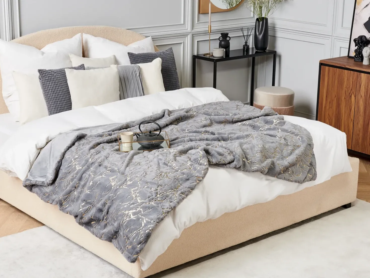 Coperta GODAVARI 130 x 180 cm Grigio