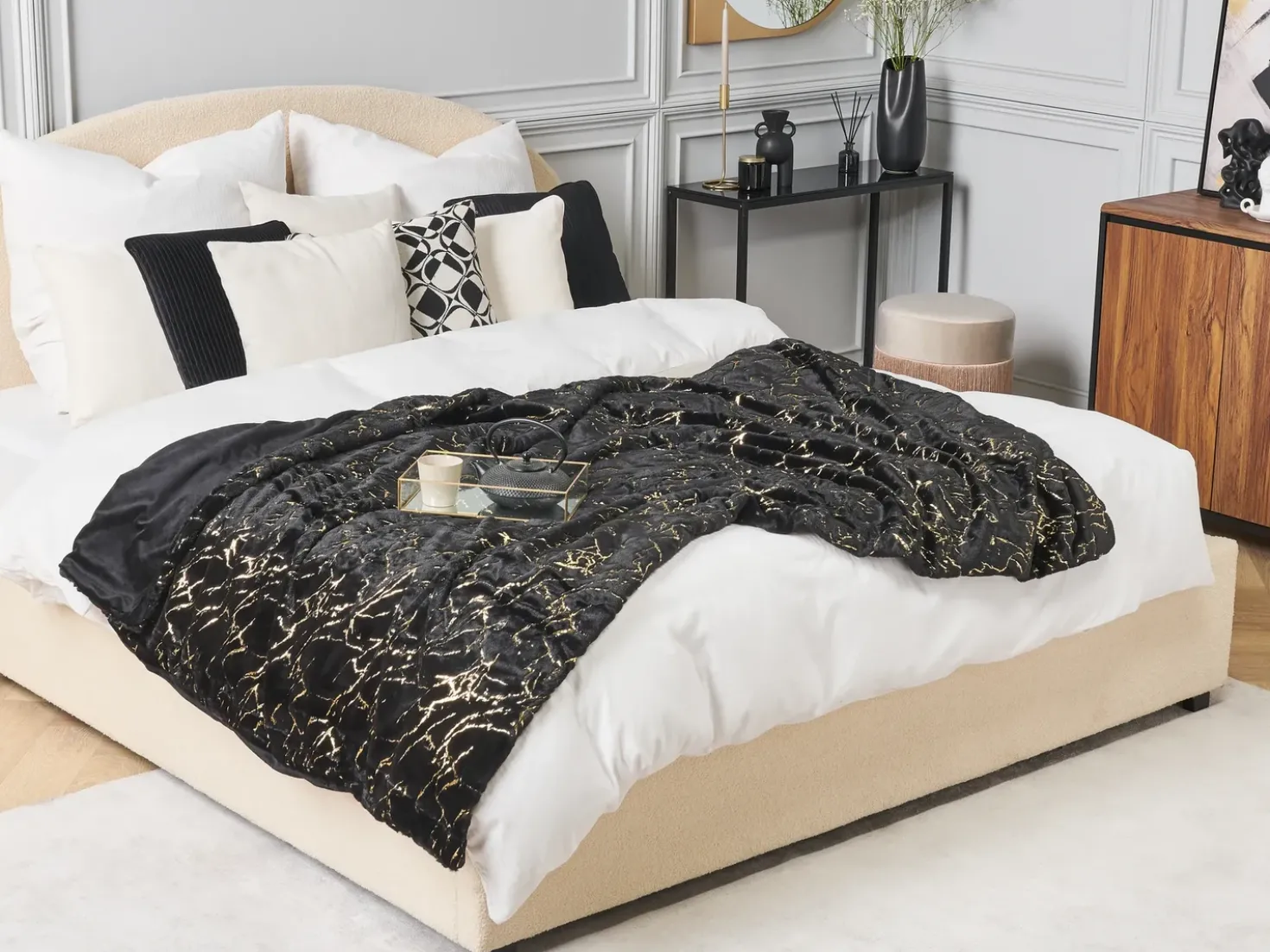 Coperta GODAVARI 130 x 180 cm Nero