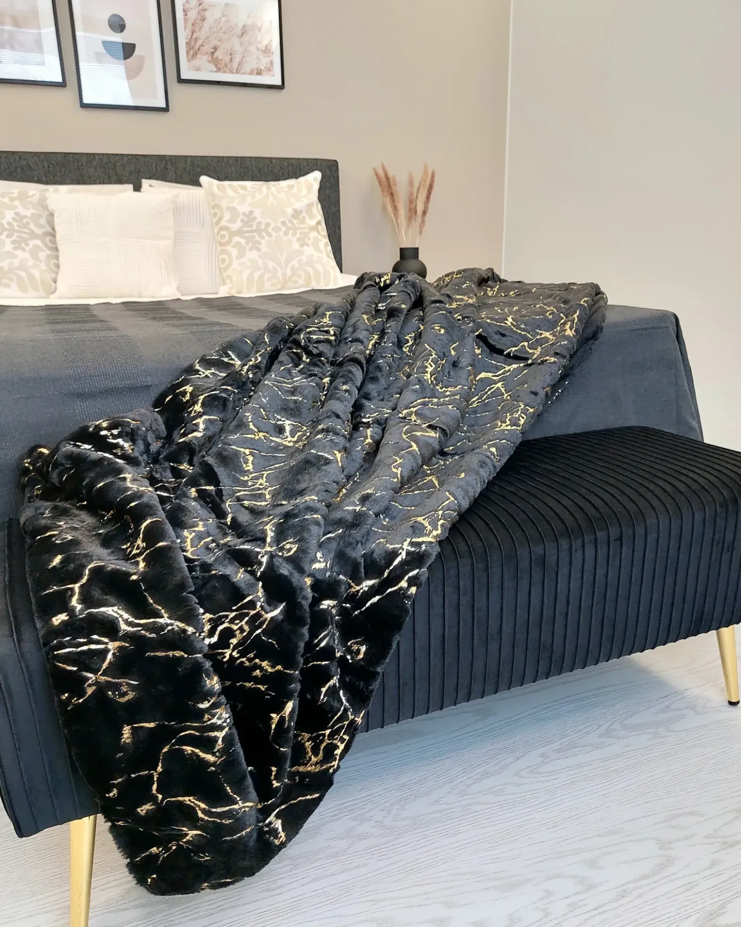 Coperta GODAVARI 130 x 180 cm Nero