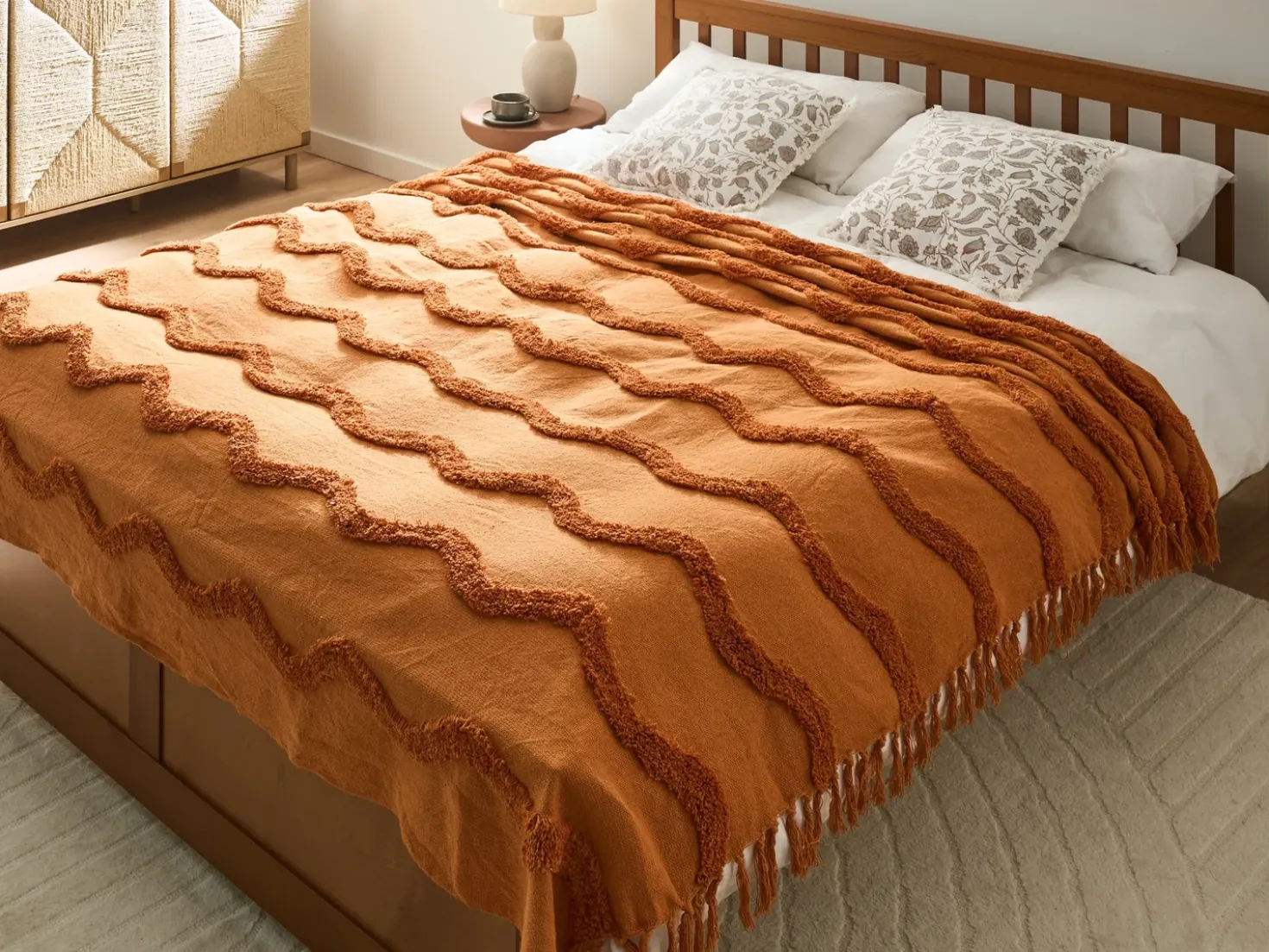 Coperta KHARI Cotone 200 x 200 cm Arancione
