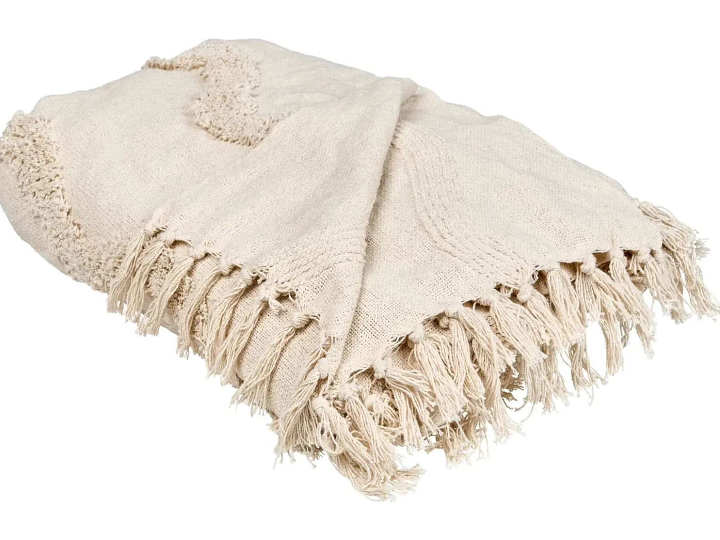 Coperta KHARI Cotone 200 x 200 cm Beige chiaro