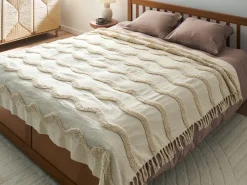 Coperta KHARI Cotone 200 x 200 cm Beige chiaro
