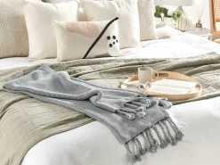 Coperta NAZILLI Cotone 125 x 150 cm Grigio chiaro