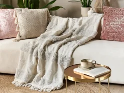 Coperta RAEBARELI Cotone 130 x 180 cm Beige chiaro