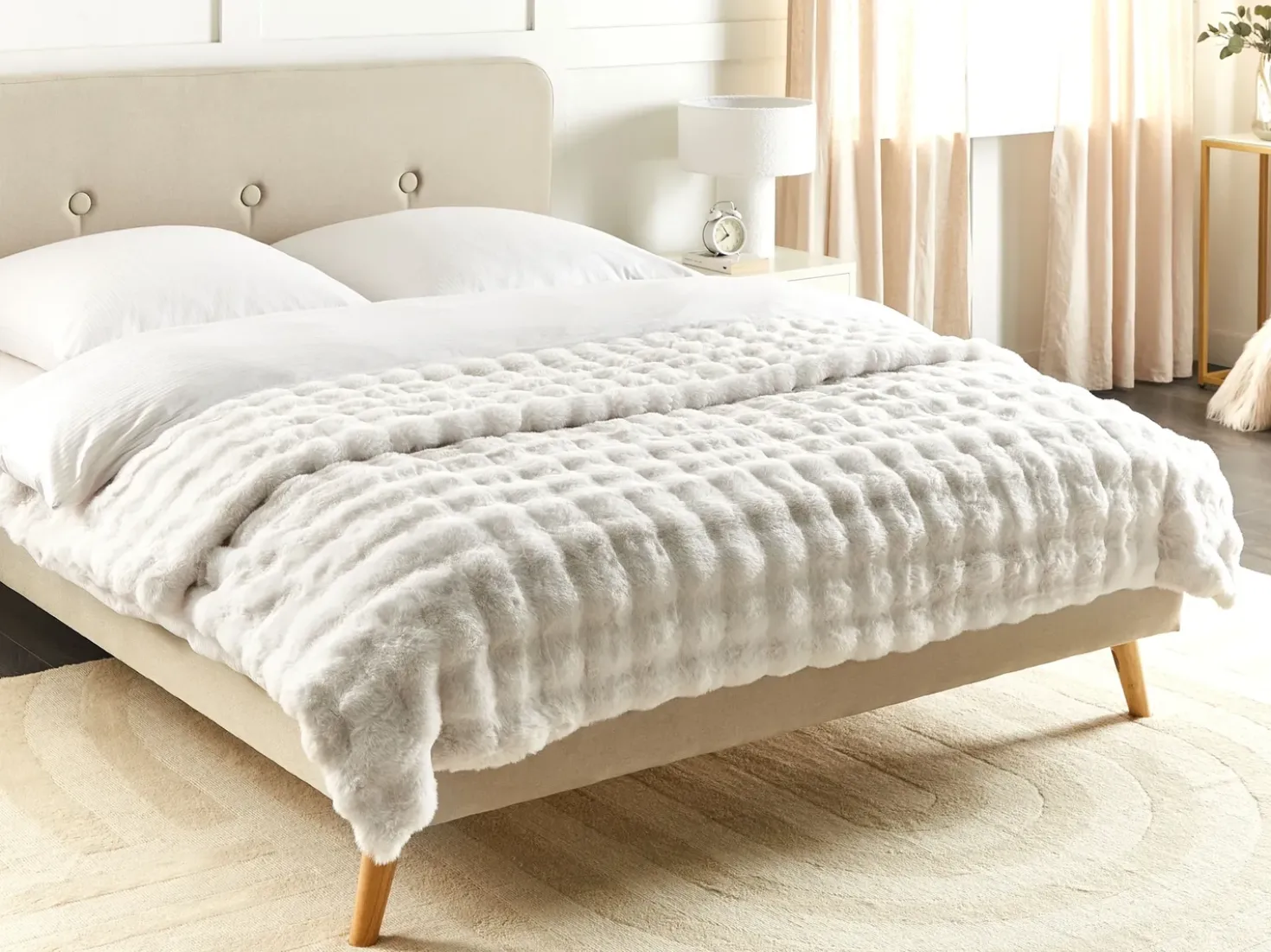 Coperta SALKA Finta pelliccia 200 x 220 cm Bianco