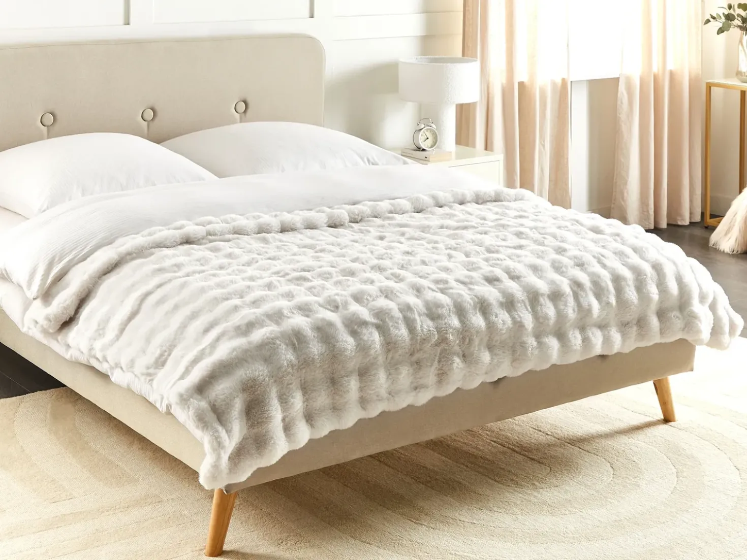 Coperta SALKA Finta pelliccia 150 x 200 cm Bianco