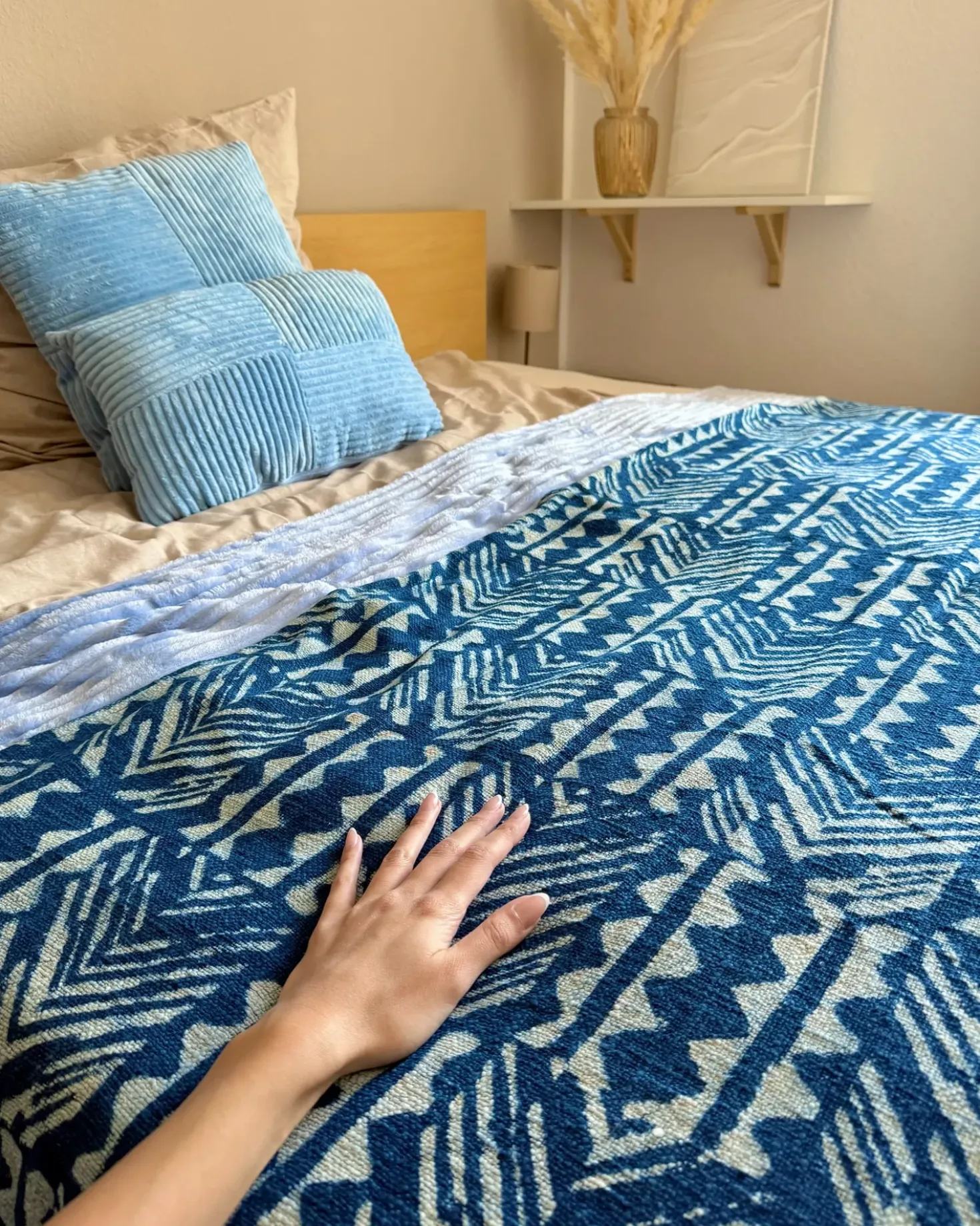 Coperta SHIVPURI Cotone 130 x 180 cm Blu