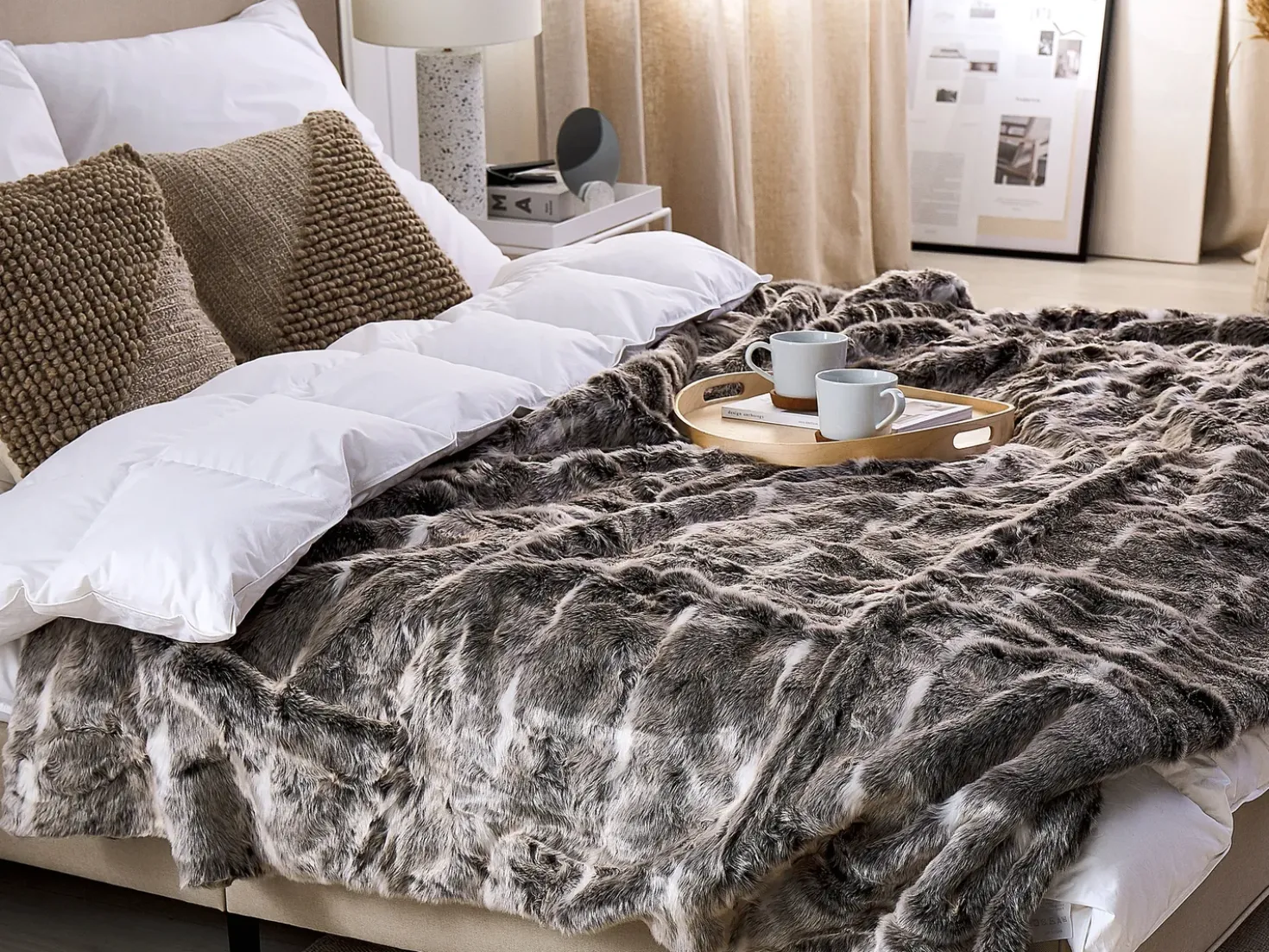 Coperta TADDART Tessuto 180 x 220 cm Marrone