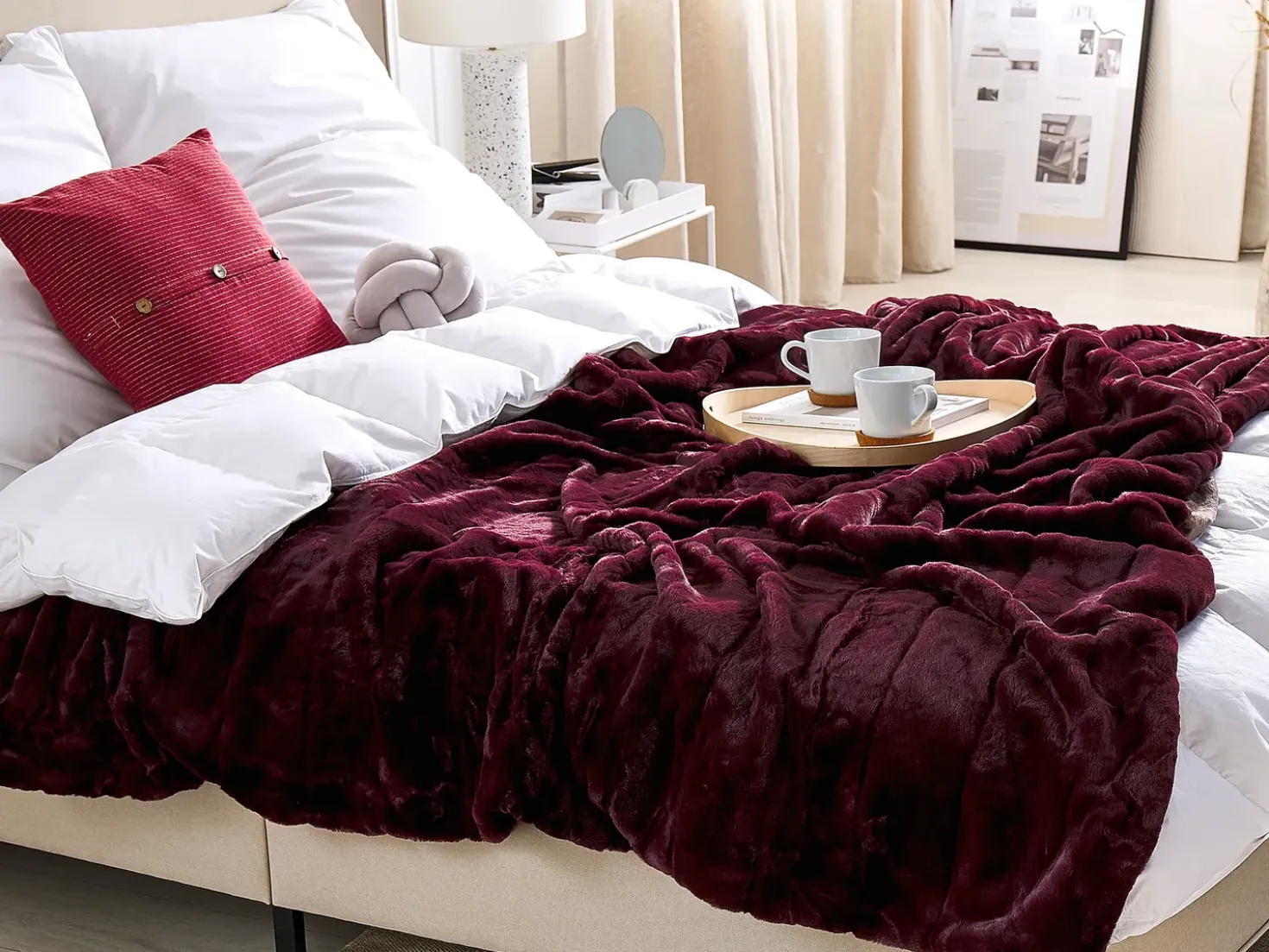 Coperta TANTAN 180 x 220 cm Bordeaux