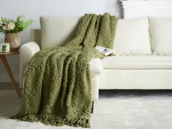 Coperta VELLA Cotone 200 x 220 cm Verde oliva